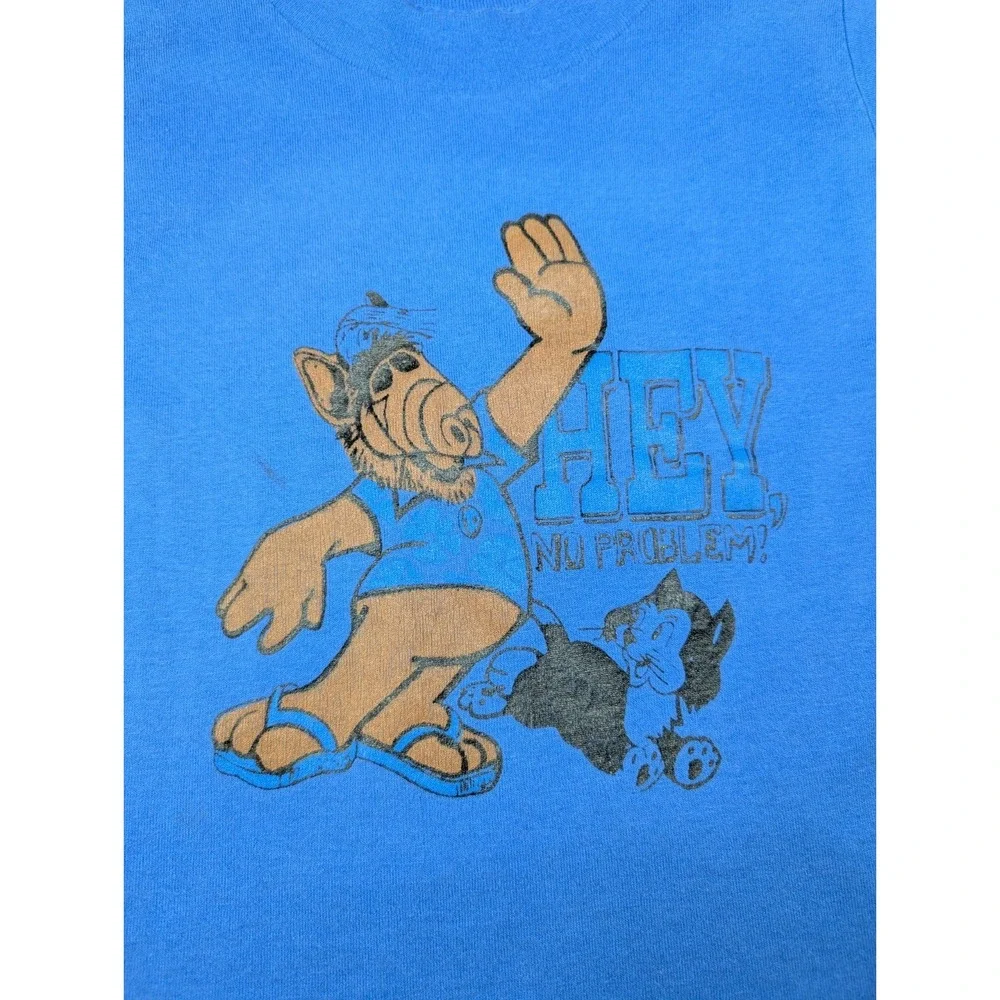 Vintage 80's Alf Hey No Problem Cat T Shirt Kids Childrens 5/6 Single Stitch USA
